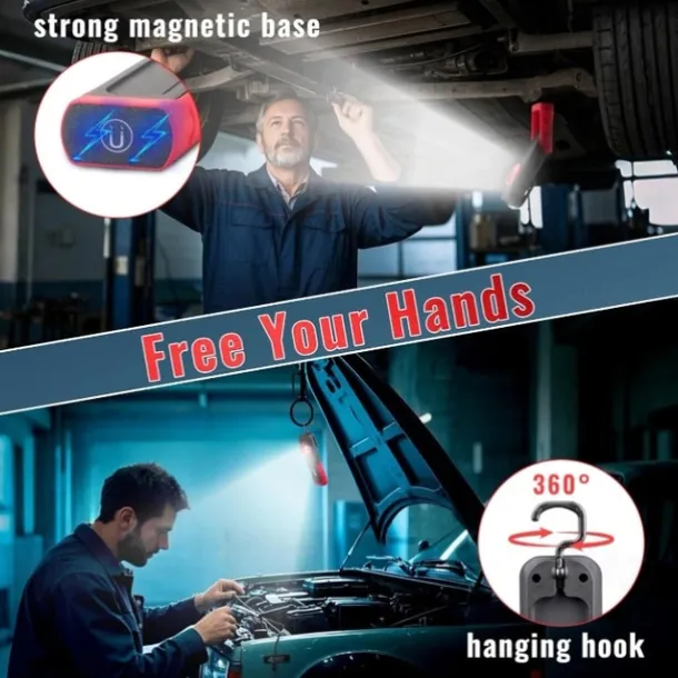 Car Detailing Light Rechargeable, Paint Correction Inspection Light with Magnetic Base & Hook, Handheld LED Work Light for Auto Detailing, Color Matching & Repairs