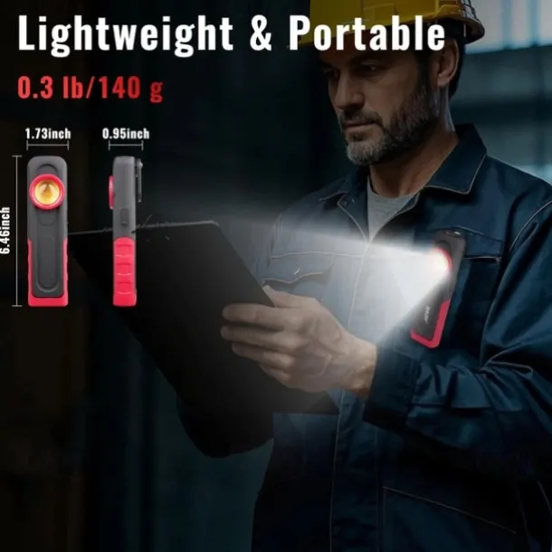 Car Detailing Light Rechargeable, Paint Correction Inspection Light with Magnetic Base & Hook, Handheld LED Work Light for Auto Detailing, Color Matching & Repairs