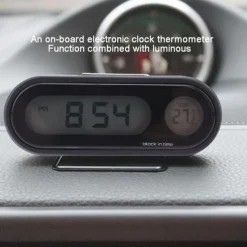 Car Digital Clock Electronic Thermometer Clock LCD Display Luminous Temperature Clock Mini car clock Electronic Clock car watch Auto Dashboard Clocks Luminous