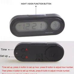 Car Digital Clock Electronic Thermometer Clock LCD Display Luminous Temperature Clock Mini car clock Electronic Clock car watch Auto Dashboard Clocks Luminous