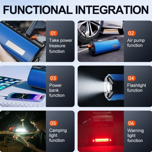 Car Emergency Starting Power Supply Car Air Pump All-in-one Machine Multi-Functional Power Bank Fire Starter