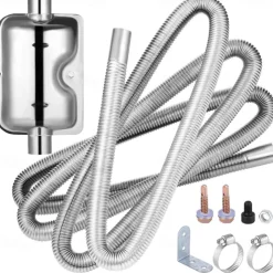 Car Heater Exhaust Pipe 300 cm Flexible Stainless Steel Exhaust Pipe Kit for Diesel Parking Air Heaters with Exhaust Muffler Two Steel Clamps