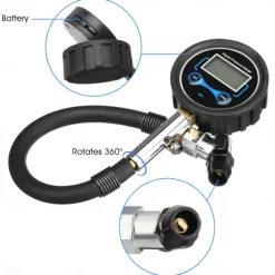 Car Motorcycle Van 0-200Psi Digital LCD Tyre Tire Air Pump Pressure Gauge Tester Pressure Gauge Digital Tire Pressure Gauge 200 Psi with Adapter Kit Compatible with Car Bike Motorcycle