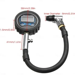 Car Motorcycle Van 0-200Psi Digital LCD Tyre Tire Air Pump Pressure Gauge Tester Pressure Gauge Digital Tire Pressure Gauge 200 Psi with Adapter Kit Compatible with Car Bike Motorcycle