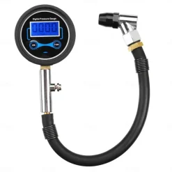 Car Motorcycle Van 0-200Psi Digital LCD Tyre Tire Air Pump Pressure Gauge Tester Pressure Gauge Digital Tire Pressure Gauge 200 Psi with Adapter Kit Compatible with Car Bike Motorcycle