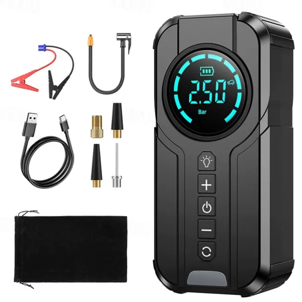 Car Multi-function Air Compressor Jump Starter Air Pump Convenient Tire Inflator Portable Battery Starter