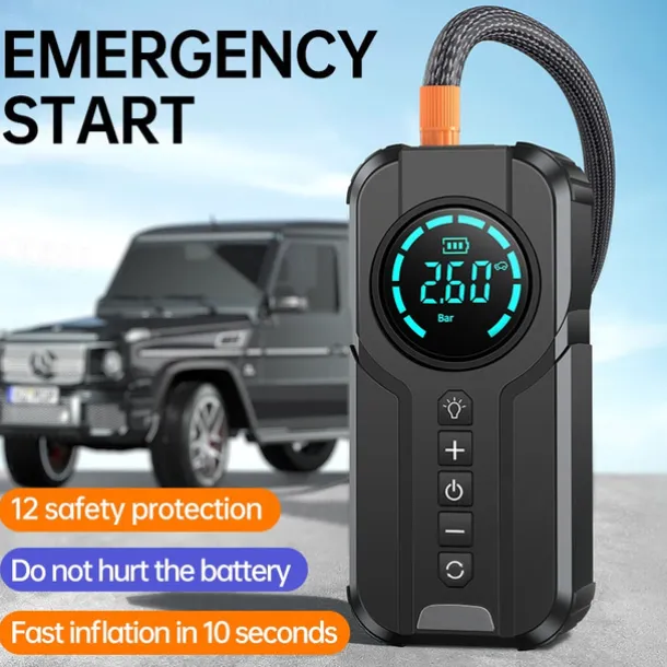Car Multi-function Air Compressor Jump Starter Air Pump Convenient Tire Inflator Portable Battery Starter