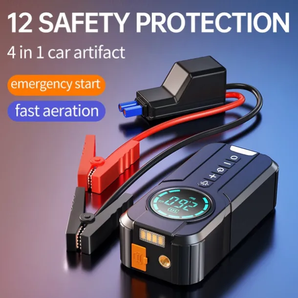 Car Multi-function Air Compressor Jump Starter Air Pump Convenient Tire Inflator Portable Battery Starter