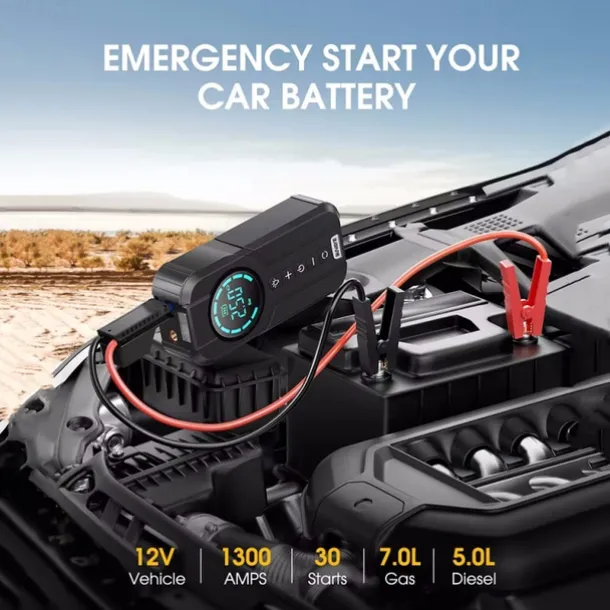 Car Multi-function Air Compressor Jump Starter Air Pump Convenient Tire Inflator Portable Battery Starter