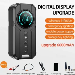 Car Multi-function Air Compressor Jump Starter Air Pump Convenient Tire Inflator Portable Battery Starter