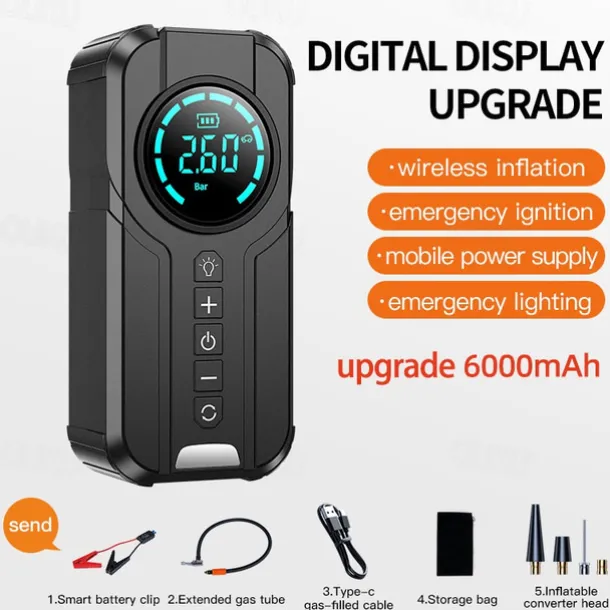 Car Multi-function Air Compressor Jump Starter Air Pump Convenient Tire Inflator Portable Battery Starter