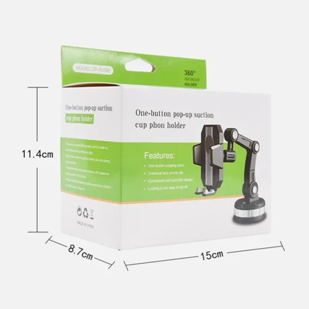 Car Phone Holder Mount Cell Phone Holder Car Solid & Durable Car Phone Holder Mount for Dashboard Windshield Long Arm Strong Suction Cell Phone Car Mount Thick Case for iPhone Samsung etc All Phones