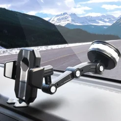 Car Phone Holder Mount Cell Phone Holder Car Solid & Durable Car Phone Holder Mount for Dashboard Windshield Long Arm Strong Suction Cell Phone Car Mount Thick Case for iPhone Samsung etc All Phones