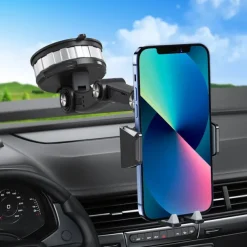 Car Phone Holder Mount Cell Phone Holder Car Solid & Durable Car Phone Holder Mount for Dashboard Windshield Long Arm Strong Suction Cell Phone Car Mount Thick Case for iPhone Samsung etc All Phones