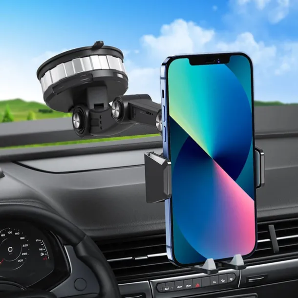 Car Phone Holder Mount Cell Phone Holder Car Solid & Durable Car Phone Holder Mount for Dashboard Windshield Long Arm Strong Suction Cell Phone Car Mount Thick Case for iPhone Samsung etc All Phones