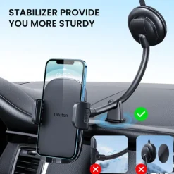 Car Phone Holder Mount [Flexible Gooseneck Long Arm] Phone Mount for Car Holder Dashboard Windshield [Washable Strong Suction Cup] Cell Phone Holder Car Mount for All iPhone Android
