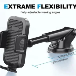 Car Phone Holder Phone Holder With Strong Suction Cup 2-in-1 Phone Holder Dashboard/Windshield Hands-Free For All Mobile Phones