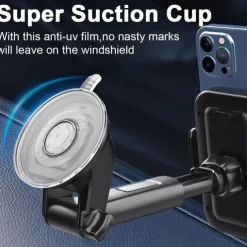Car Phone Holder Phone Holder With Strong Suction Cup 2-in-1 Phone Holder Dashboard/Windshield Hands-Free For All Mobile Phones