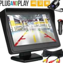 Car Rear View Backup LED Camera Waterproof HD Camera 4.3inch HD Display LCD Monitor Full Set Parking System for Pickup Van RV