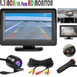 Car Rear View Backup LED Camera Waterproof HD Camera 4.3inch HD Display LCD Monitor Full Set Parking System for Pickup Van RV