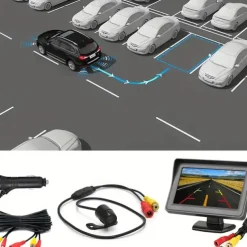 Car Rear View Backup LED Camera Waterproof HD Camera 4.3inch HD Display LCD Monitor Full Set Parking System for Pickup Van RV