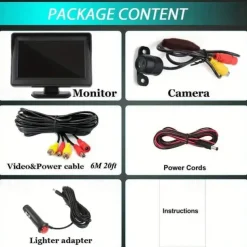 Car Rear View Backup LED Camera Waterproof HD Camera 4.3inch HD Display LCD Monitor Full Set Parking System for Pickup Van RV
