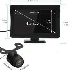 Car Rear View Backup LED Camera Waterproof HD Camera 4.3inch HD Display LCD Monitor Full Set Parking System for Pickup Van RV