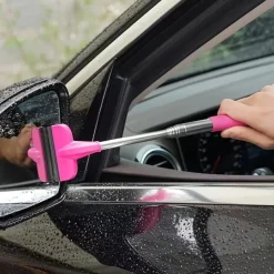 Car Rearview Mirror Wiper, Wing Mirror Cleaner Retractable Car Side Mirror Wiper Car Mirror Cleaner with Telescopic Long Rod, Squeegee Cleaner for Mirror Glass Rainwater Mist
