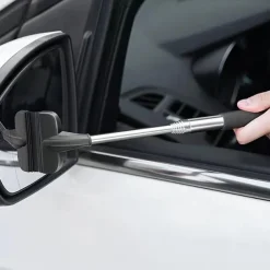 Car Rearview Mirror Wiper, Wing Mirror Cleaner Retractable Car Side Mirror Wiper Car Mirror Cleaner with Telescopic Long Rod, Squeegee Cleaner for Mirror Glass Rainwater Mist