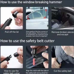 Car Safety Hammer Portable Spring-Loaded Window Glass Breaker Seatbelt Cutter Automotive Escape Tool Glass Breaker Car Window Breaker