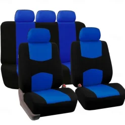 Car Seat Covers Full Set, Front and Rear Split Bench Seat Protectors, Two-Tone Accent, Universal Fit, 5 Passenger