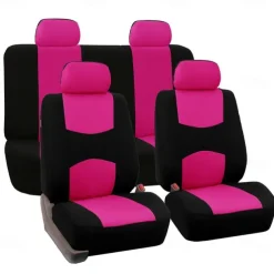 Car Seat Covers Full Set, Front and Rear Split Bench Seat Protectors, Two-Tone Accent, Universal Fit, 5 Passenger