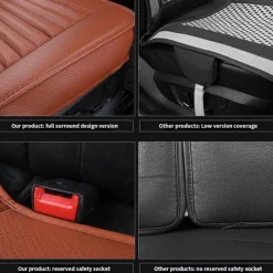 Car Seat Cushion Cover Universal 5D Bamboo Charcoal Leather, Breathable Waterproof All-Inclusive Auto Seat Protector