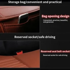 Car Seat Cushion Cover Universal 5D Bamboo Charcoal Leather, Breathable Waterproof All-Inclusive Auto Seat Protector