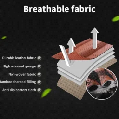 Car Seat Cushion Cover Universal 5D Bamboo Charcoal Leather, Breathable Waterproof All-Inclusive Auto Seat Protector