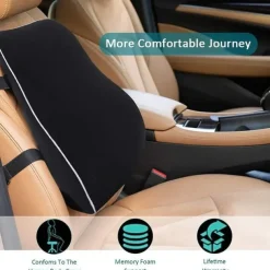 Car Seat Office Chair Back Lumbar Support Car Waist Rest Rebound Memory Foam Cushion Pad Back Lumbar Cushion for Car Driver