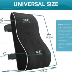 Car Seat Office Chair Back Lumbar Support Car Waist Rest Rebound Memory Foam Cushion Pad Back Lumbar Cushion for Car Driver