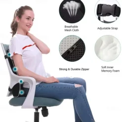 Car Seat Office Chair Back Lumbar Support Car Waist Rest Rebound Memory Foam Cushion Pad Back Lumbar Cushion for Car Driver