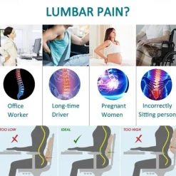 Car Seat Office Chair Back Lumbar Support Car Waist Rest Rebound Memory Foam Cushion Pad Back Lumbar Cushion for Car Driver