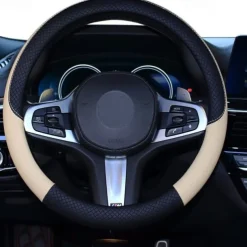Car Steering Wheel Cover Leather Universal 15 Inch Fit Anti-Slip & Odor-Free