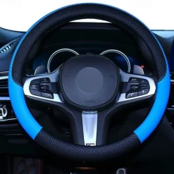 Car Steering Wheel Cover Leather Universal 15 Inch Fit Anti-Slip & Odor-Free