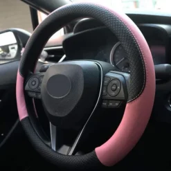 Car Steering Wheel Cover Leather Universal 15 Inch Fit Anti-Slip & Odor-Free