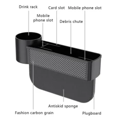Car Storage Tools Black Auto Car Seat Gap Catcher Filler Storage Box Pocket Organizer Holder SUV Pocket Stowing Tidying Drink