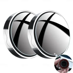 Car Suction Cup Mount Auxiliary Rearview Mirror 360 Degree Rotating Wide-angle Round Frame Blind Spot Mirror