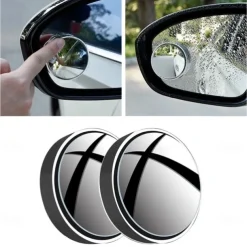 Car Suction Cup Mount Auxiliary Rearview Mirror 360 Degree Rotating Wide-angle Round Frame Blind Spot Mirror