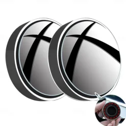 Car Suction Cup Mount Auxiliary Rearview Mirror 360 Degree Rotating Wide-angle Round Frame Blind Spot Mirror