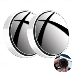 Car Suction Cup Mount Auxiliary Rearview Mirror 360 Degree Rotating Wide-angle Round Frame Blind Spot Mirror