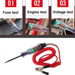 Car Test Pen Circuit Tester DC Truck Voltage Digital Display Long Probe Pen With Light Automotive Diagnostic Tools Auto Repair Tool