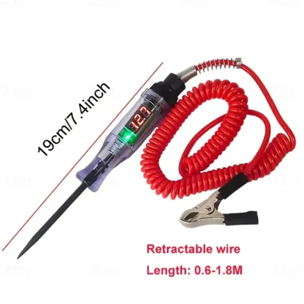 Car Test Pen Circuit Tester DC Truck Voltage Digital Display Long Probe Pen With Light Automotive Diagnostic Tools Auto Repair Tool