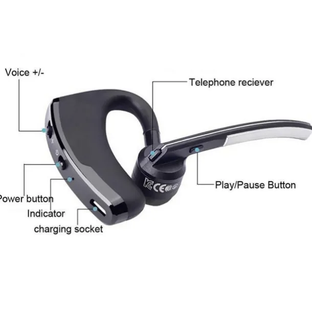 Car Truck Motorcycle V8 Bluetooth Headsets Business Bluetooth Earphone Sport Wireless Bluetooth Headset Handsfree Earphone Voice control with Microphone